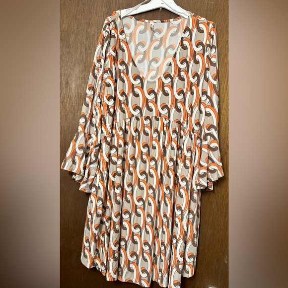 NWOT Emerald Women's Dress with Orange and Brown Patterns - Picture 1 of 2